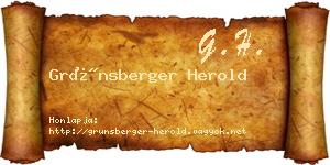 Grünsberger Herold névjegykártya